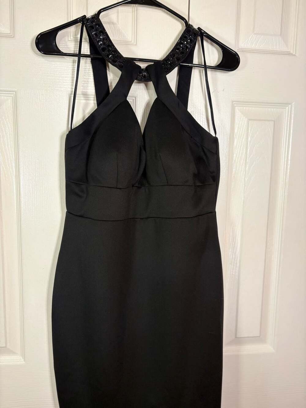 Blu Sage Halter Embellished Midi Dress Size 6 Black - Picture 5 of 11